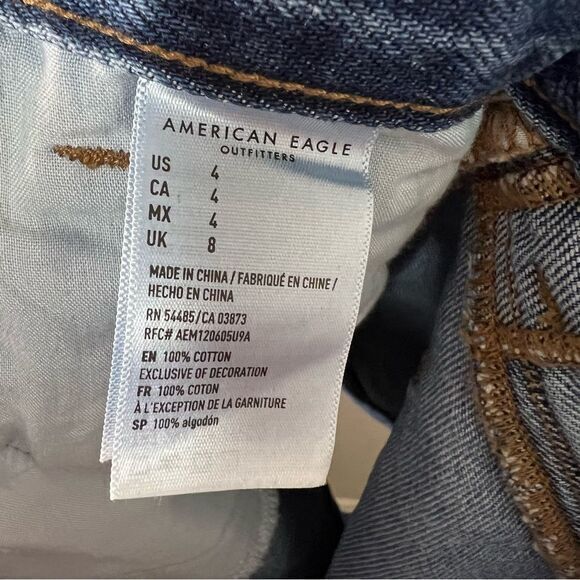 American Eagle Blue High Rise Cuffed Mom Short Shorts Women's Size 4 - Picture 7 of 8